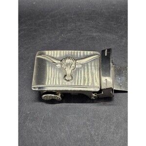 VINTAGE TEXAS LONGHORN BELT Buckle 2.50" X 1.25"  SILVER  Small Belt